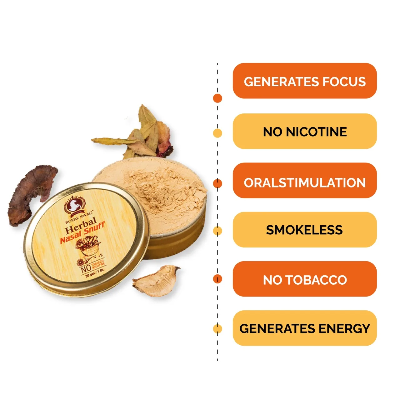 Royal Swag Herbal snuff container  Nasal Snuff Bullet Tobacco Free & Nicotine  Free Mint snuff bullet with spoon