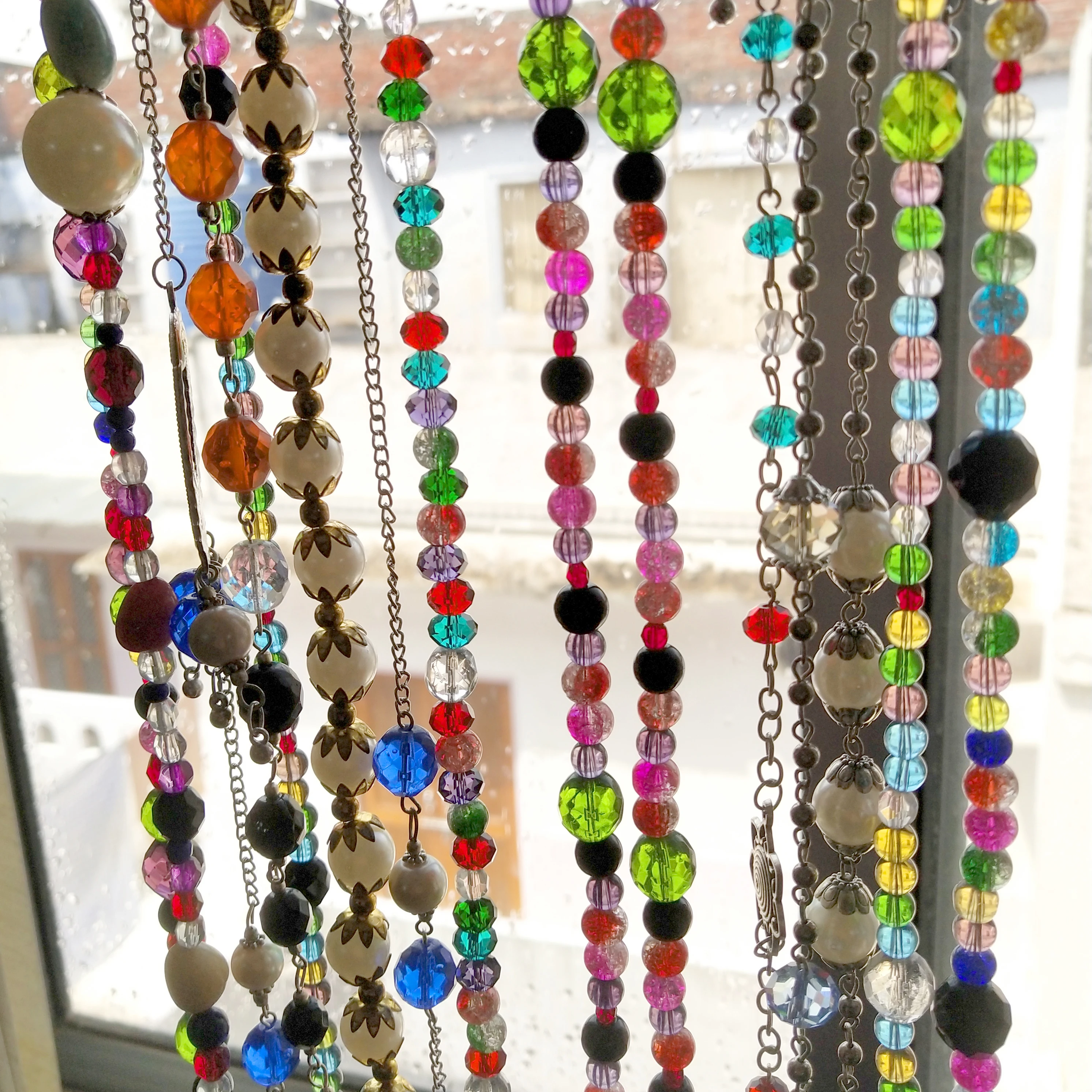 vertical hanging pots door card holder planter manual crystal beads mirror Turkish lamp ornaments chair egg