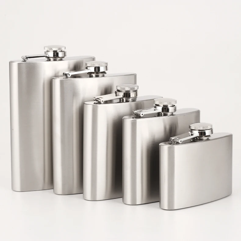 OEM 6oz original brushed stainless steel silver hip flask for liquor whisky spirit