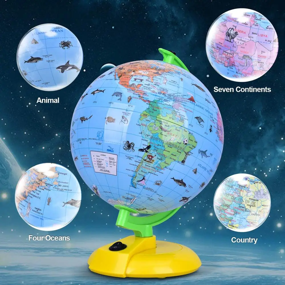 Dipper 8inch Light and Educational World Globe - Animal Earth