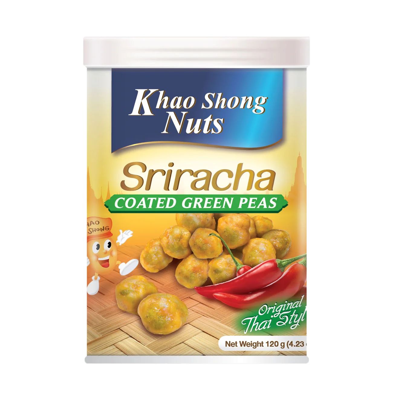 Thai Snacks Exotic Taste - Spicy Sriracha Flavored Coated Green Peas Bean 120g (Can)