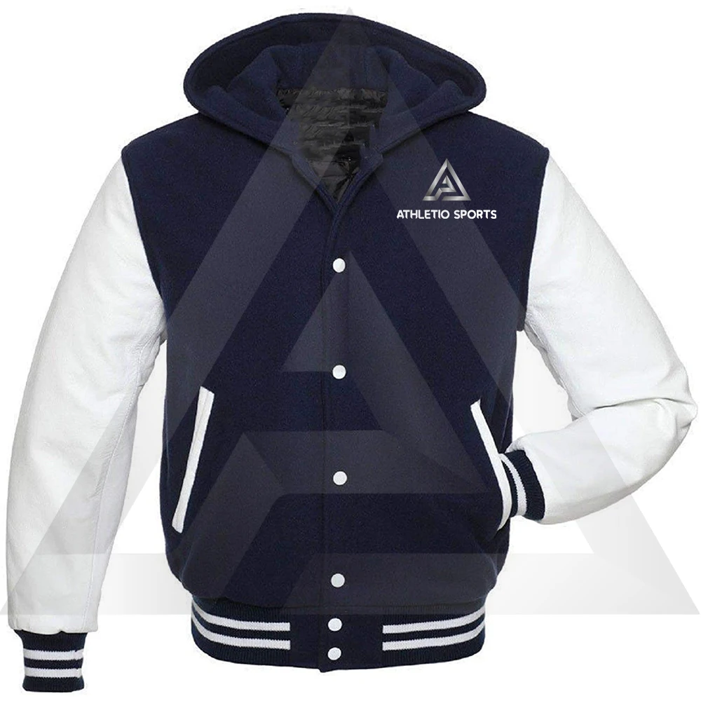 Custom Hooded patchwork patch embroidered Letterman jacket for men and women