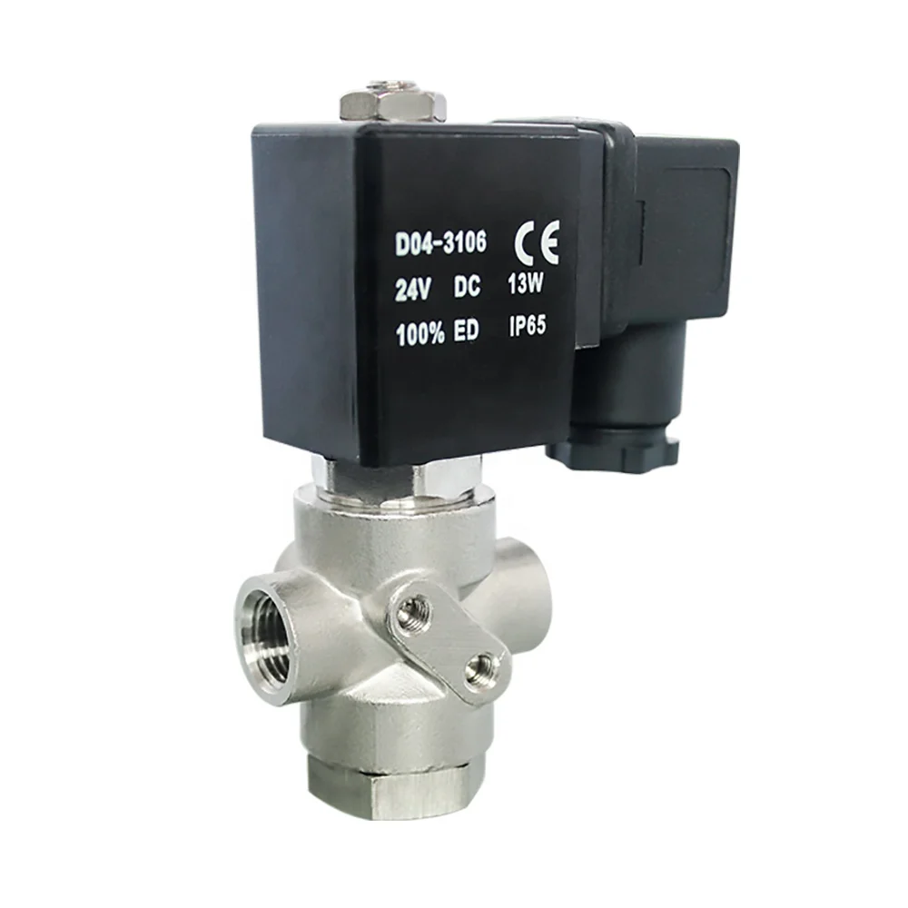 COVNA Universal Type VX31 1/4 inch 12V DC 24V Normally Closed Stainless Steel 3 Way Solenoid Valve