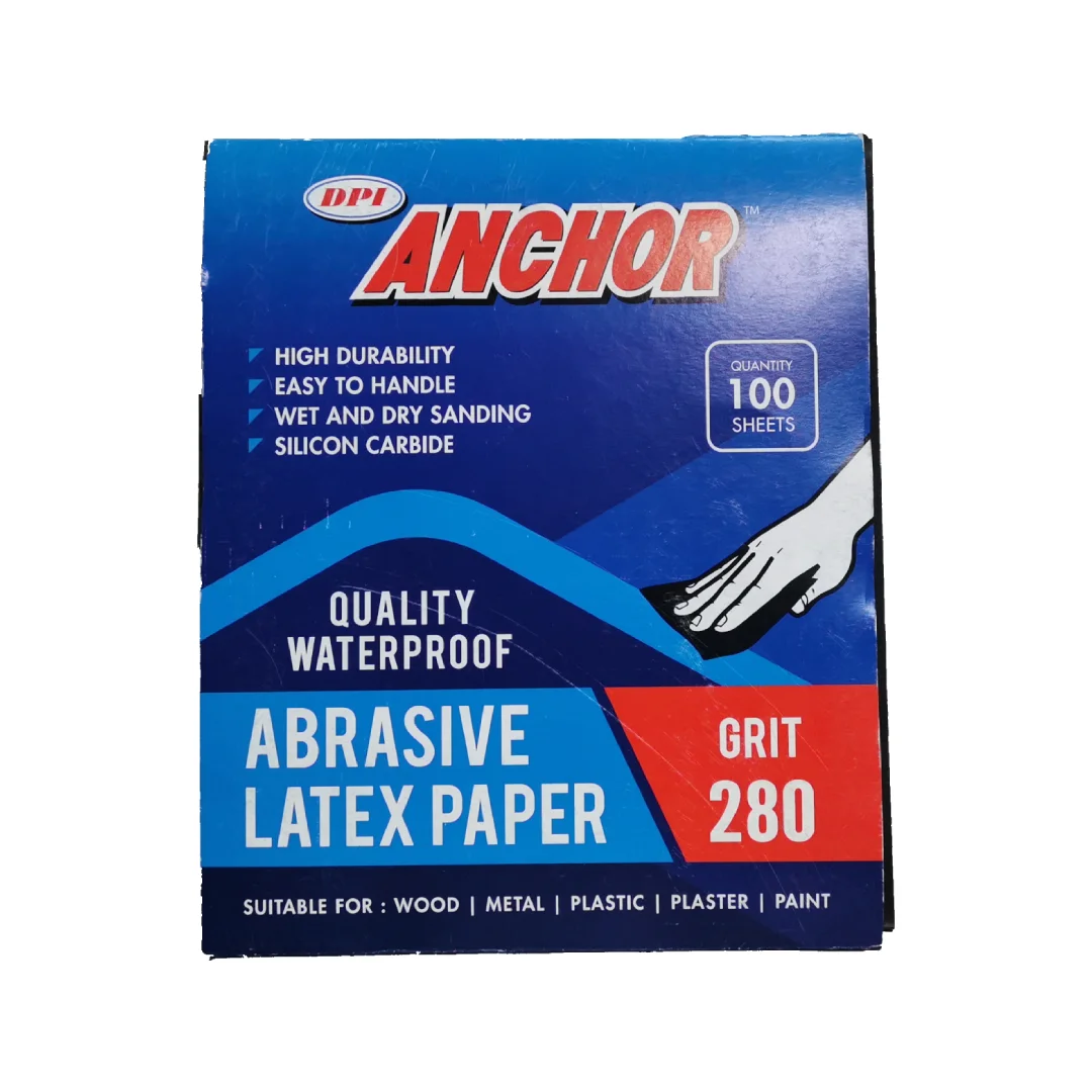 More Elastic Grit 280 Trusted Quality Latex Paper PI Anchor Waterproof Abrasive Latex Paper For sanding, polishing, sharpening