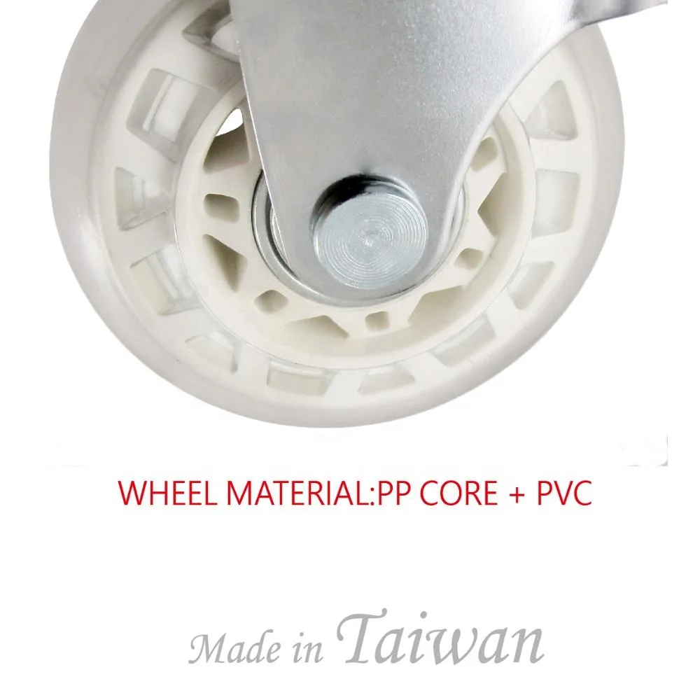  CCE 2.5 Inch Swivel Top Plate PVC Casters For Furniture Hardwood