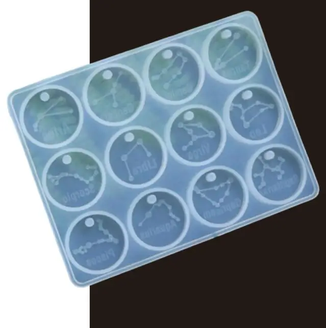 
12 Zodiac Constellation Pendant Molds Set Round Rectangle and Star Zodiac Sign Silicone Mold for DIY Jewelry Crafts Making Sup 