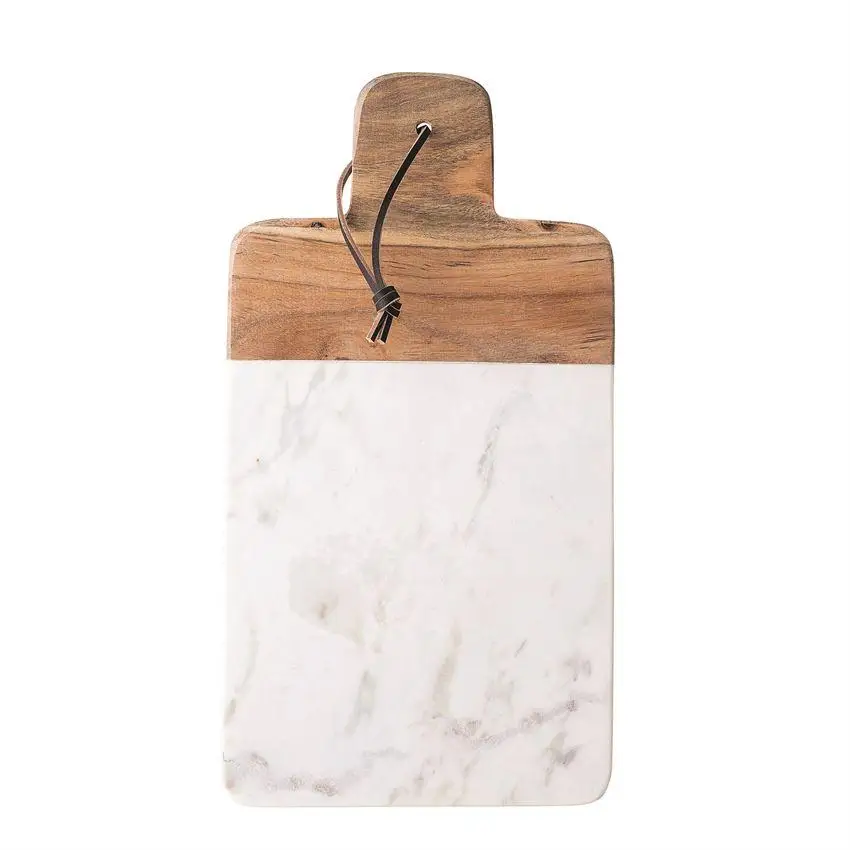 Wood and Marble Stone Combination Cutting Board Kitchen Food Chopping Blocks Wooden Serving Cheese Hole Handle