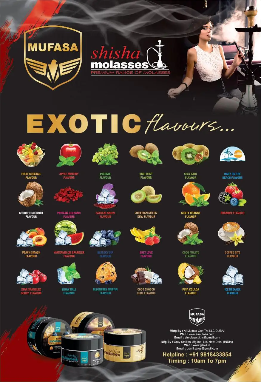 Premium Herbal Shisha Flavors made in India by Mufasa