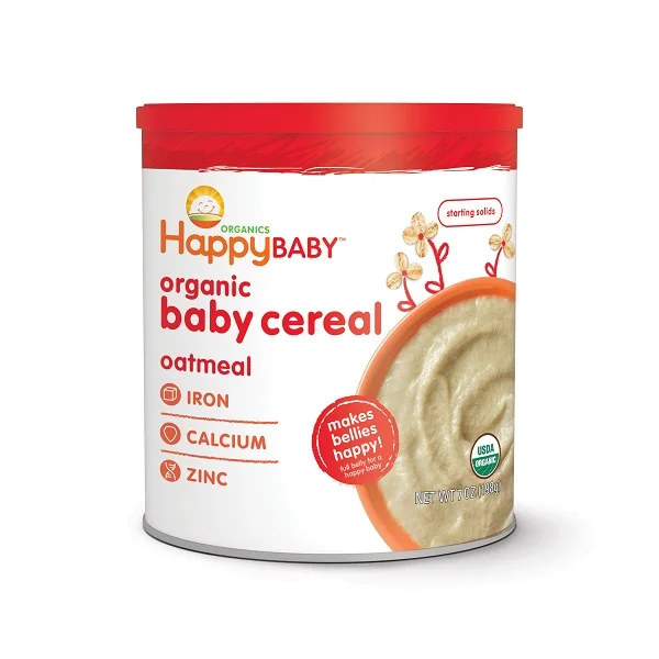 
Happy Baby Organic Baby Cereal Oatmeal with Iron and Choline Support Baby Brain Development 
