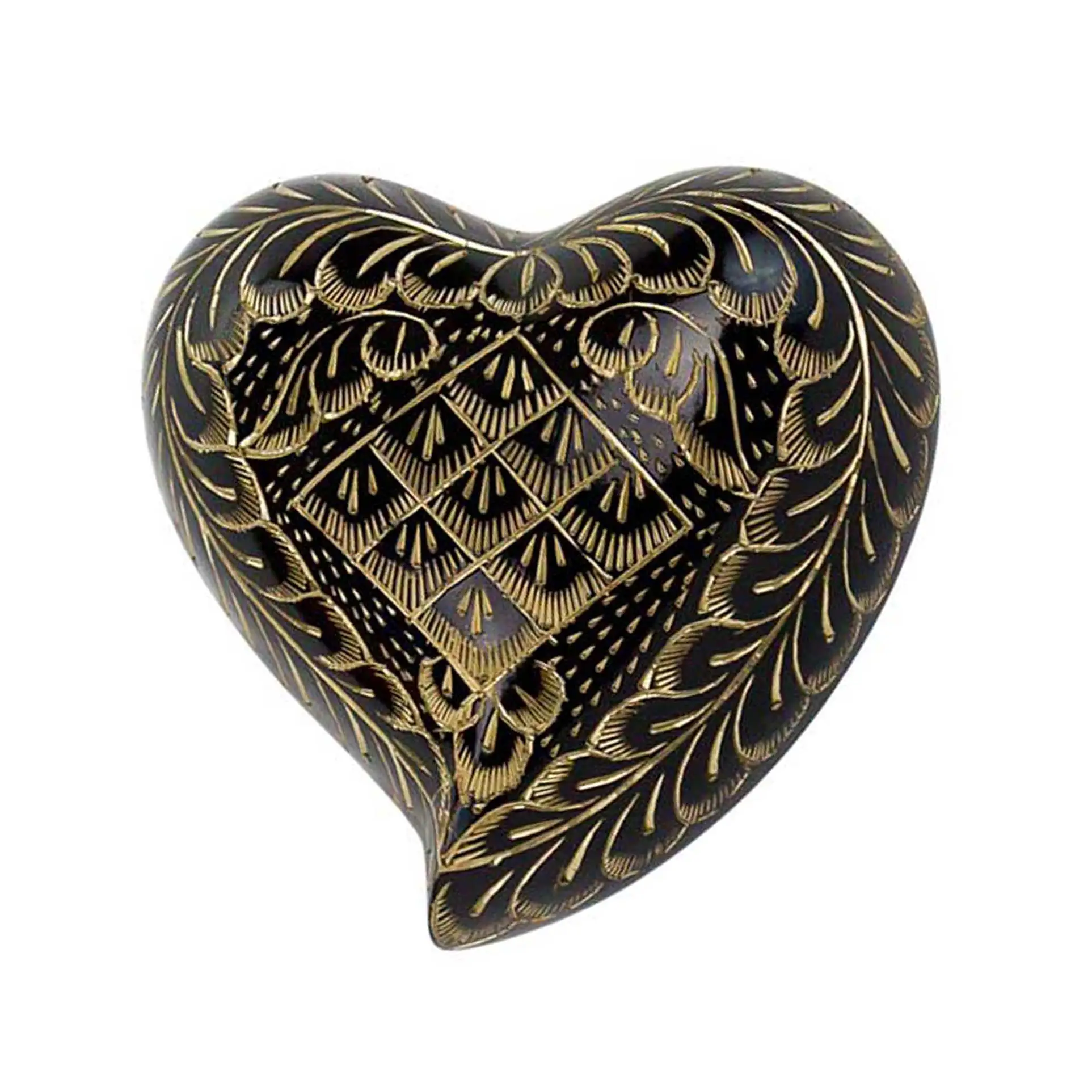 Vine Engraved Heart Shape Keepsake Memorial Ashes Urn For Burial Services Solid Brass Cremation Urn Solid Funeral