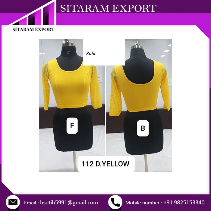 Buy Best Cotton Lycra Stretchable Women Blouse Full Net Sleeve At Wholesale Price