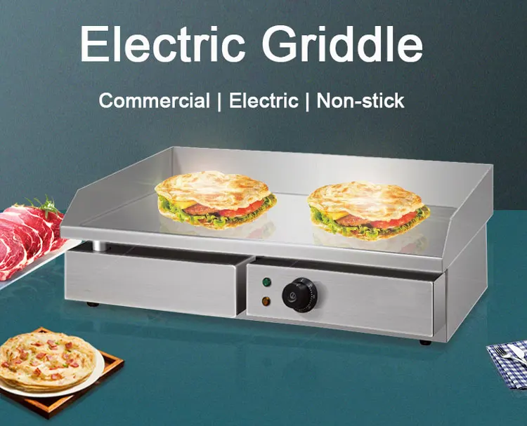 Hot Sale Stainless Steel Electric Table Counter Top Flat Plate Cast Iron Double Electric Griddle Grill For Hotel Restaurant
