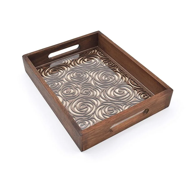 Лидер продаж посеребренный дизайнерский сервировочный поднос ручной работы для гостиничных принадлежностей посуда еды