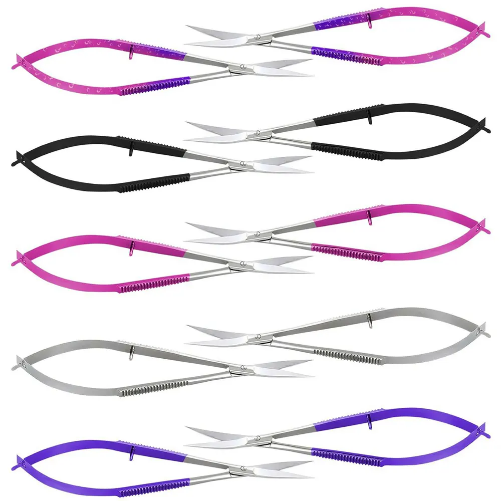High Quality Multi Color Eyebrow Spring Scissors Private Label New Style Eyebrow Trimming Spring Scissor
