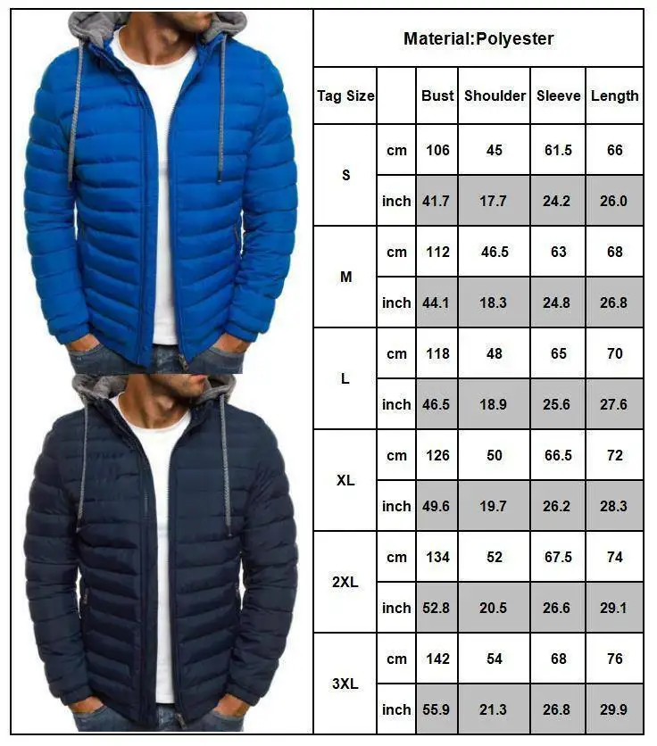 Men Padded Puffer Bubble Coat Warmer Jacket Zip Up Hooded Quilted Outwear Casual bubble jacket 2020