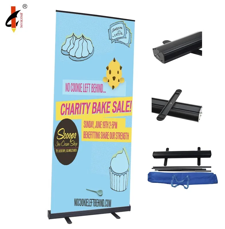 Portable Retractable Banner Stand Oxford Bag Reinforced Stand 200x150 Plastic Advertising Roll Up Banner Stand For Sale