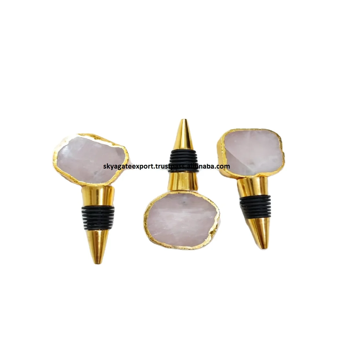 WHOLESALE NATURAL CRYSTAL AGATE ROSE QUARTZ  BOTTLE STOPPER : GEMSTONE AGATE WINE BOTTLE STOPPER BUY FROM SKY AGATE EXPORT