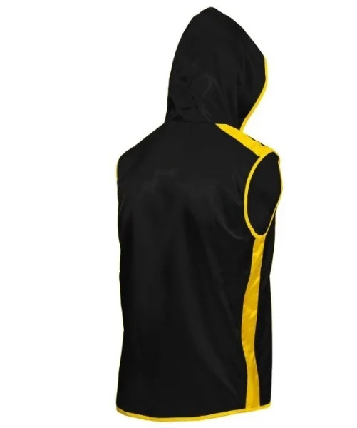 Customizable Sleeveless Ring Vest Hoodie Satin Silk MMA Kick Boxing with Personalized Logo for Martial Arts