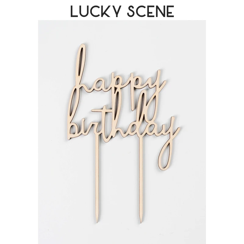 Деревянный Топпер в японском стиле для торта на день рождения с деревенской лазерной резкой украшение виде цифр S00992