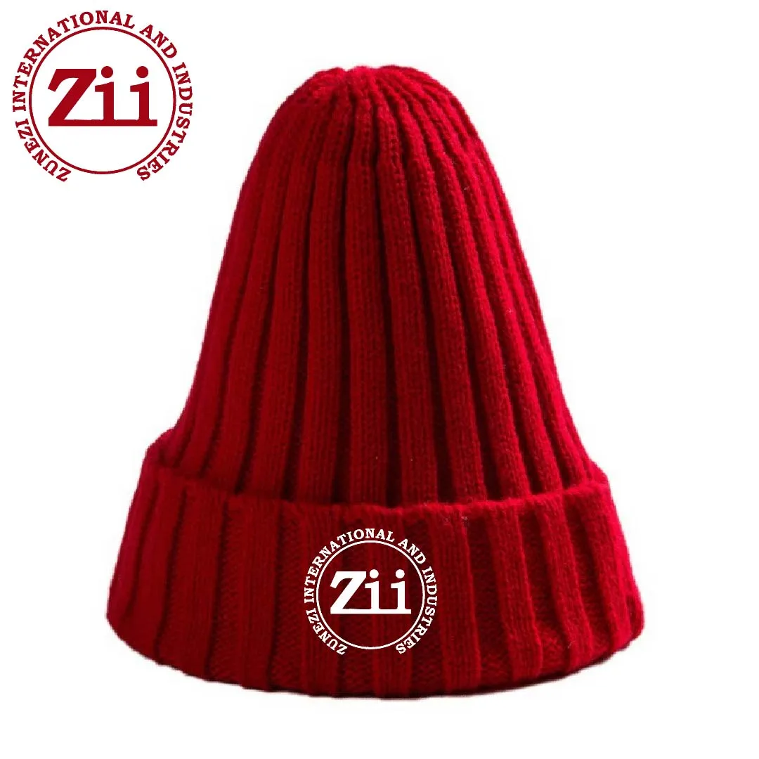 High Quality Custom Mens Acrylic Ribbed Beanie hat, PVC Patch Logo Black Winter Hat, Wholesale Plain Fisherman Knitted Beanie