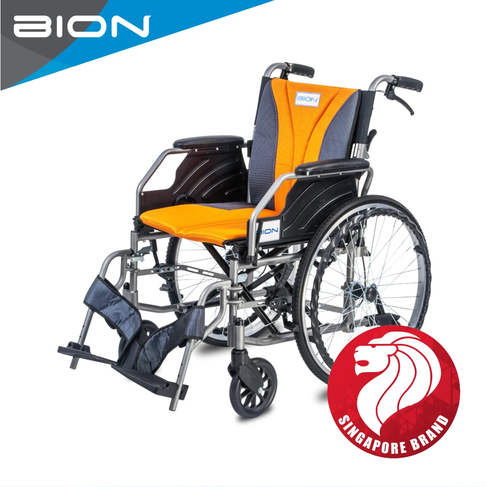 [BION] iLight Wheelchair Detachable 16Inch Seat Width From Singapore Lightweight Aluminium Flip-up Armrests