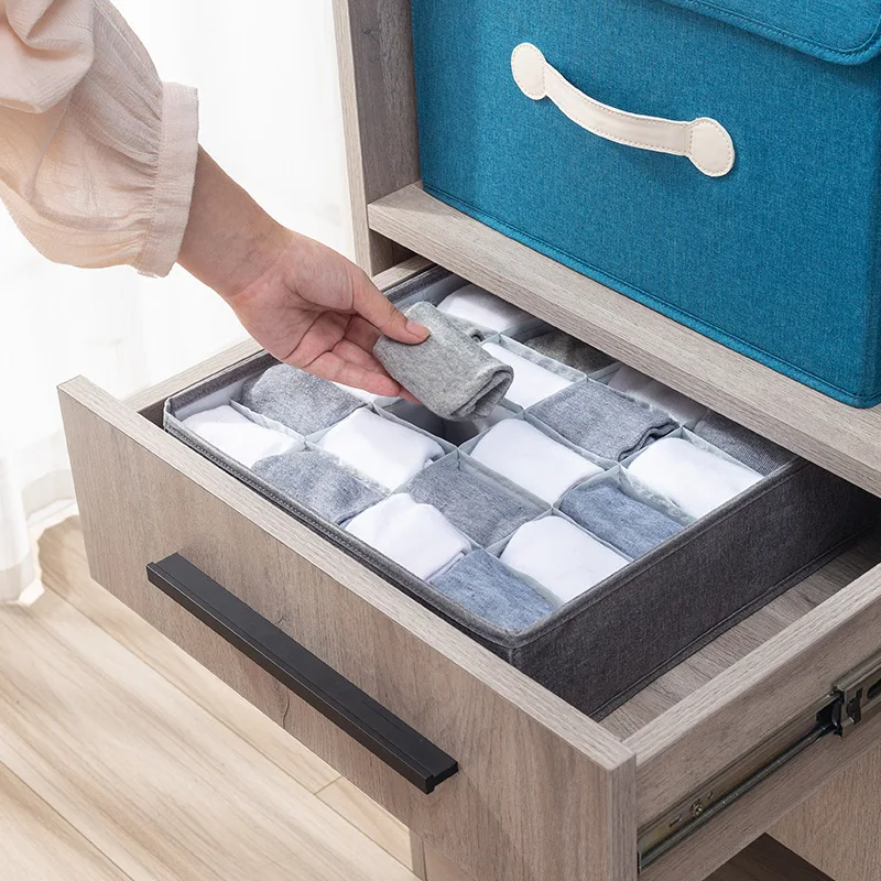 Underwear Storage Box Organizer Easy To Fold Embedded in Closet Sock bra Canvas Storage Box