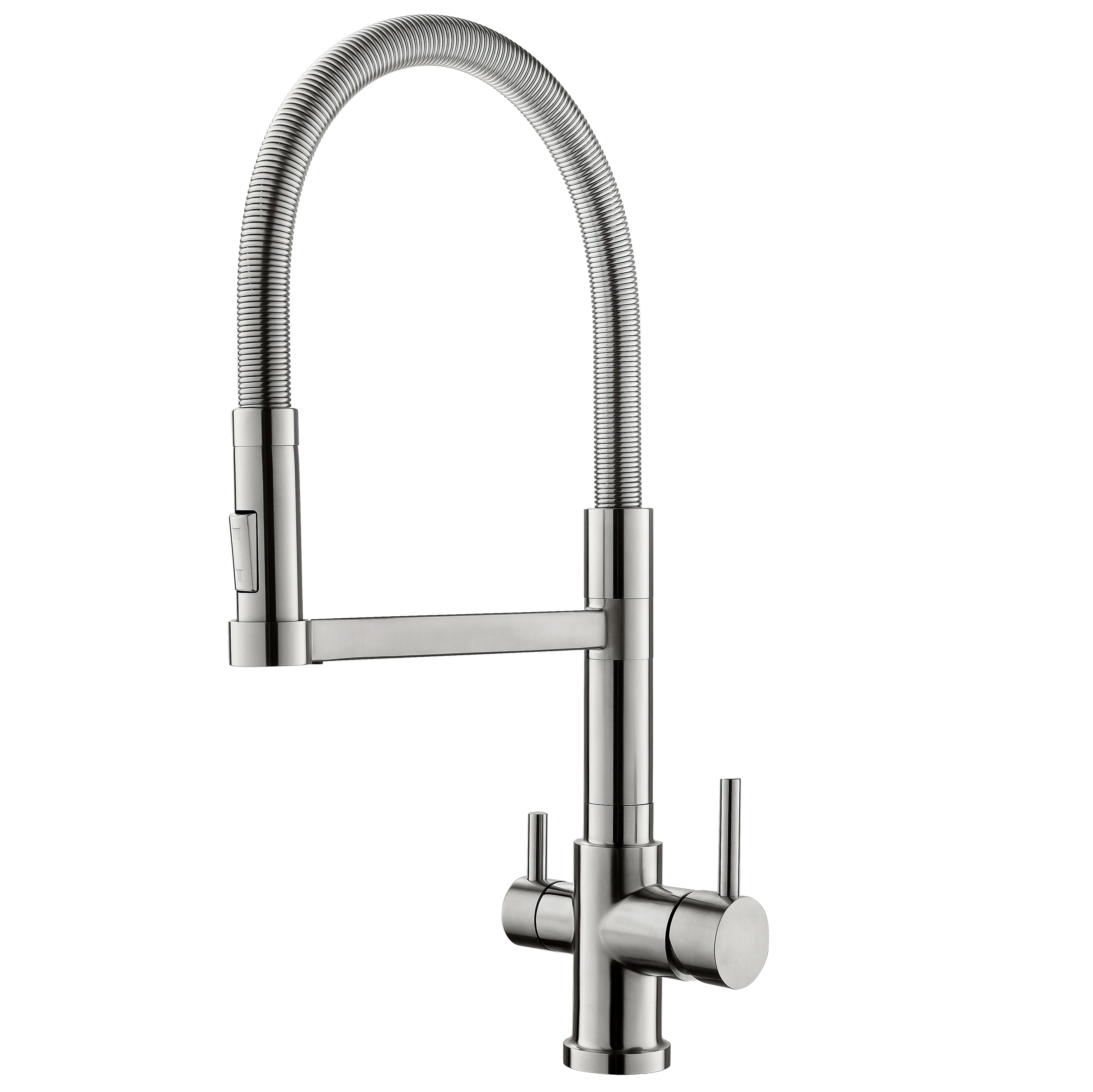 Three ways satin adjustable kitchen faucet hot, cold and purifier water for reverse osmosis system