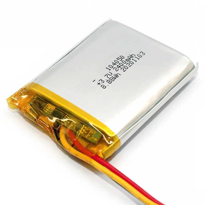 2400mah Large Capacity Lipo Battery 104050 3.7v 8.88wh Rechargeable Lithium Polymer Battery With Jst Connector