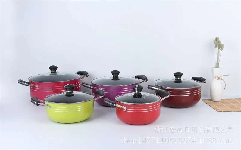 Pressed Aluminum Non-stick Heightened Color Casserole Pot Cookware For Kitchen