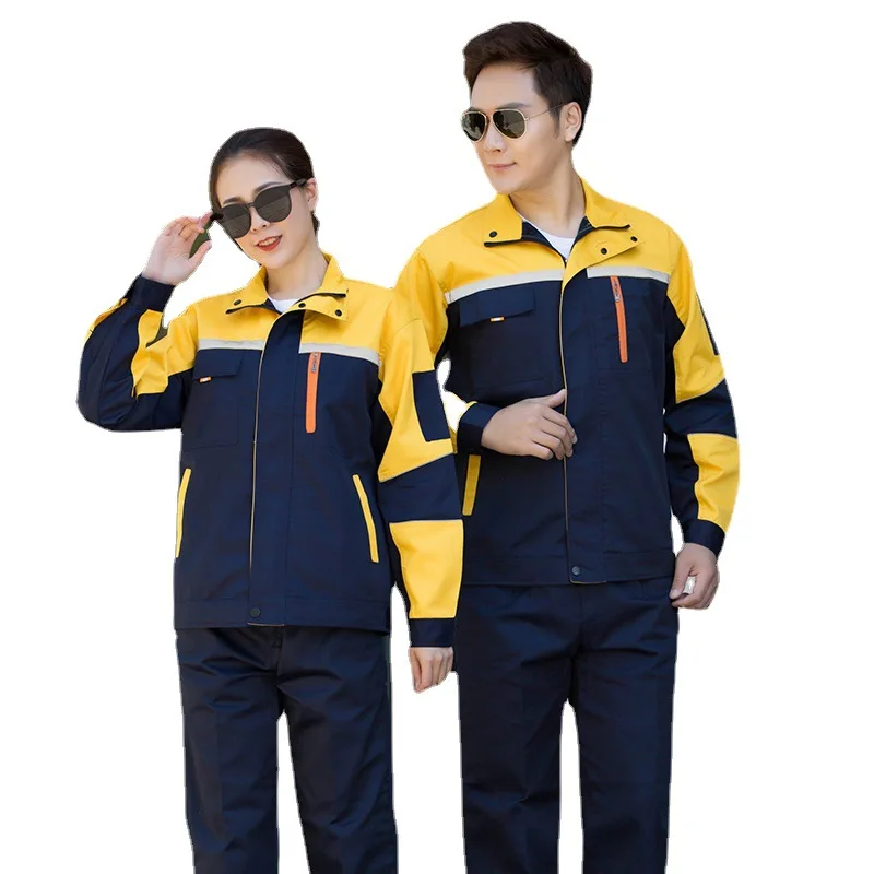Рабочая одежда, мужской костюм с длинным рукавом на осень и зиму, износостойкая Светоотражающая полоса, рабочая одежда для рабочего цеха