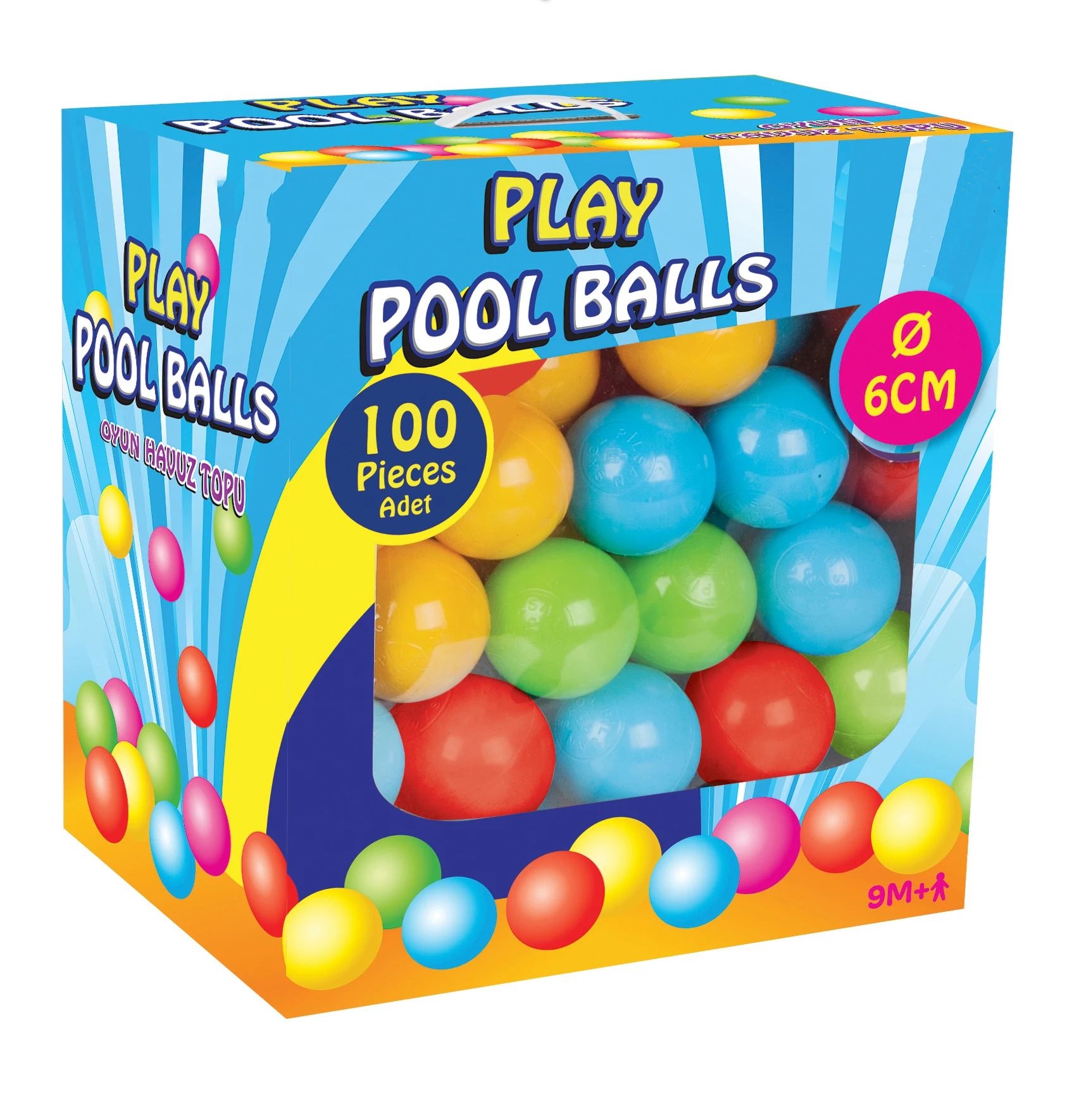 100 Ocean Balls,Pit Balls - Bright Colors in Reusable Play Toys for Kids with Storage Bag