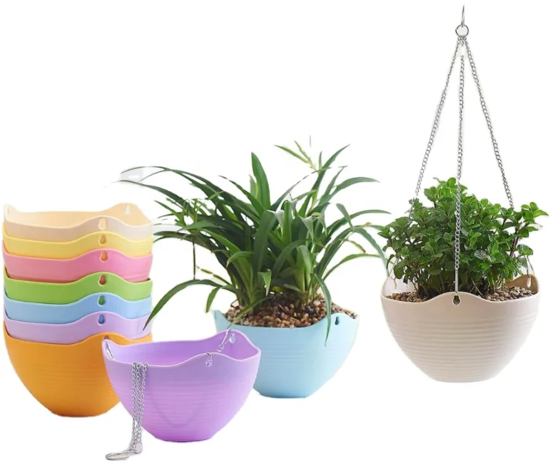  Wholesale Plastic Hanging Planters Plant Flower Pots Containers with Drainage