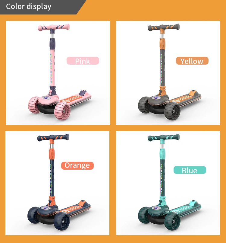 Light Weight Flexible Folding Convenient Storage 3 LED Flashing Wheel Adjustable Height Sport for Children Kick Kids Scooter