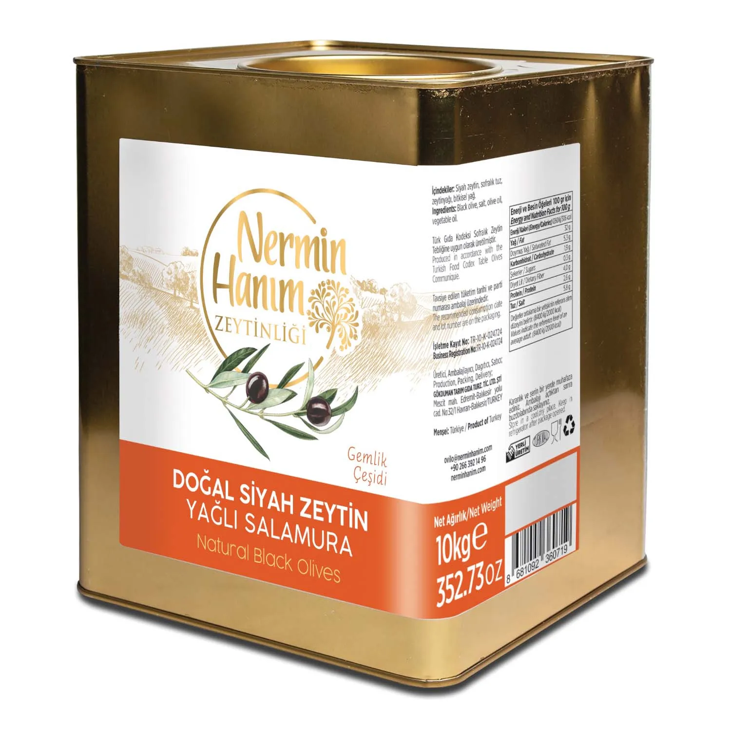 Best Price Delicious and Organic Black Olives from Turkey 10 kg Tin