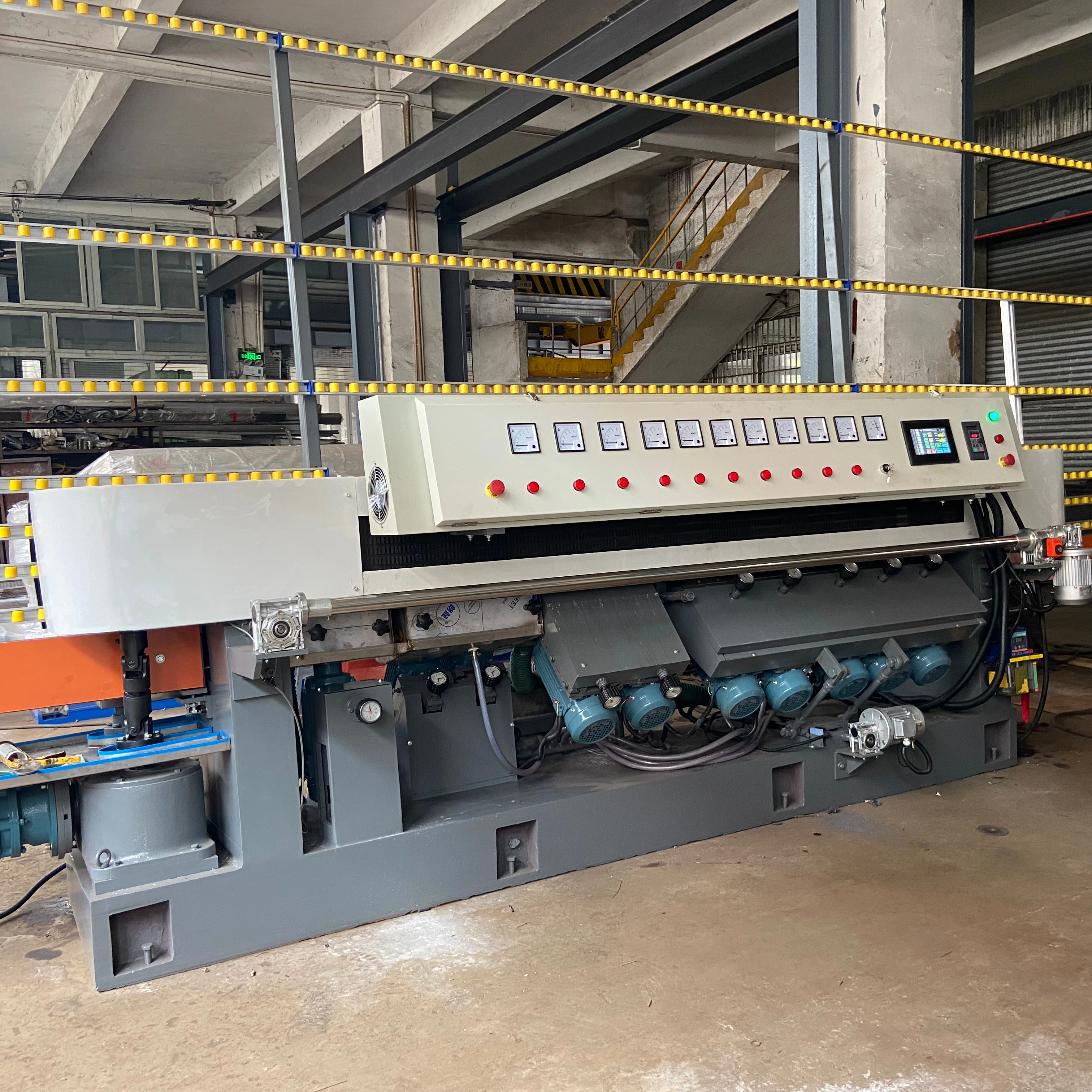 10 motors 45 degree plc control glass angle changing edging machine