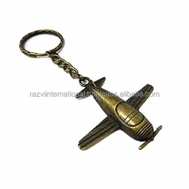 Handmade metal aluminium airplane shape key ring