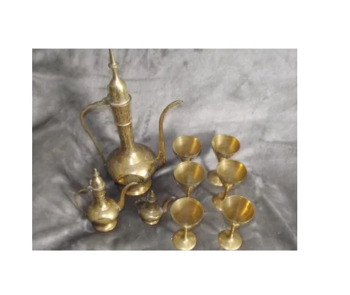 Винтажный набор EPNS из латуни для чая, кофе, Кава с 3 горшками, 6 бокалов для вина, формы бокалов, подарочные наборы для сервировки на свадьбу