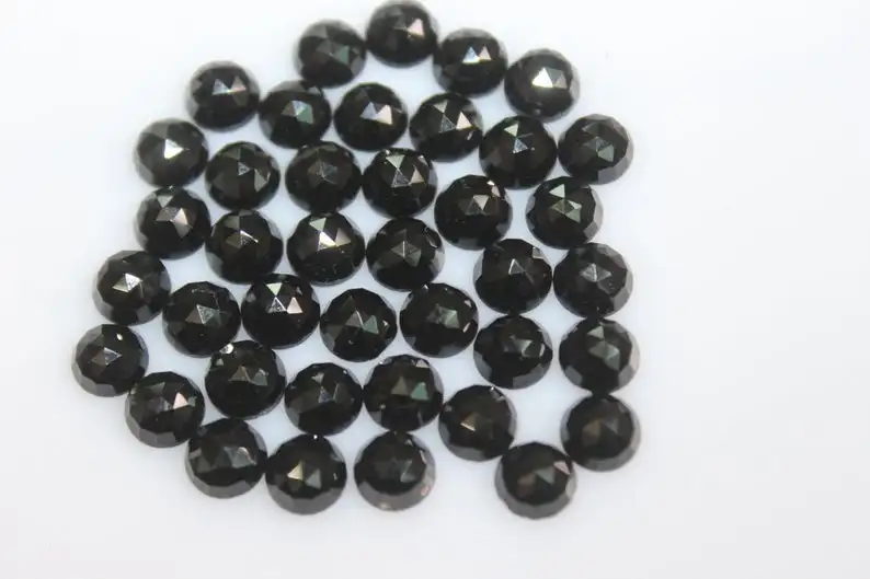 4mm Natural Black Spinel Round Rose Cut Cabochon Gemstone Natural Black Jewelry Making Stone 100% Natural Color Vivaaz Gems