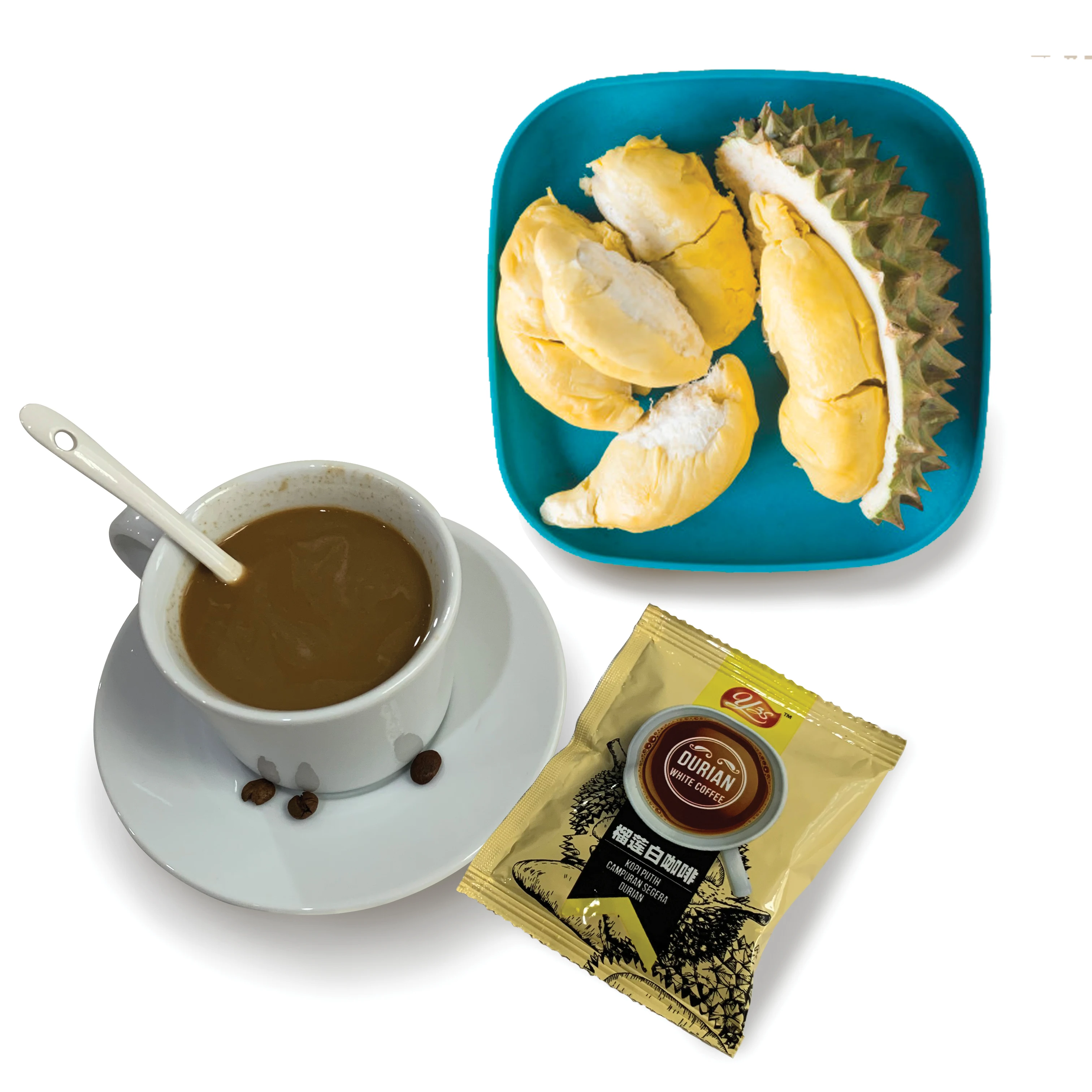 
 3 в 1 дуриан белый кофе 12 Саше в пакете YZS кофе  