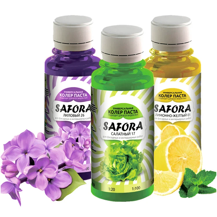 Coloring pigment pastes for paints (water-dispersion, oil, alkyd), suits for varnishes, impregnations, glazing, mortars, grouts