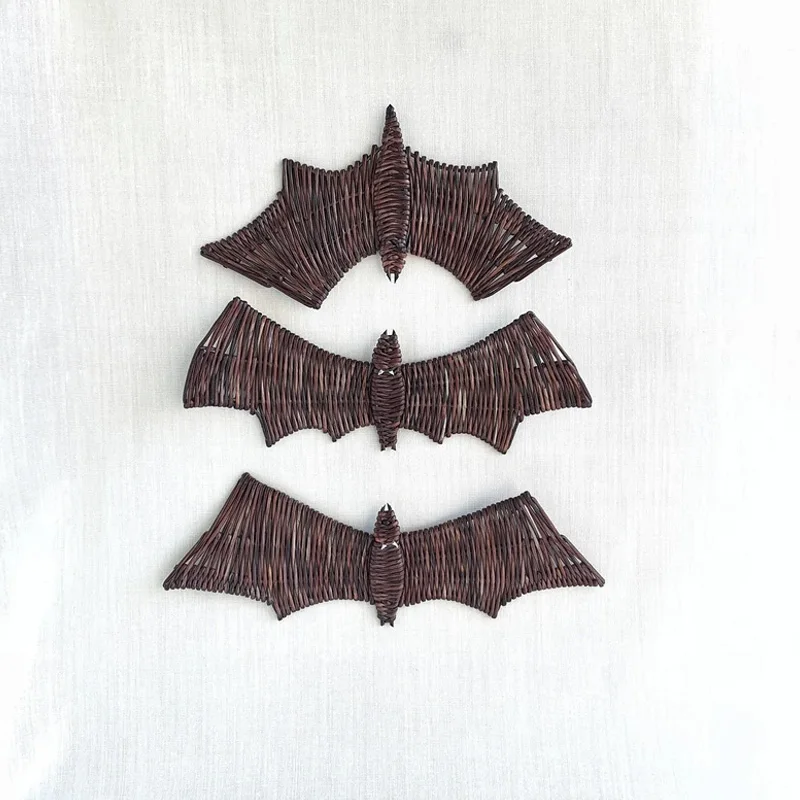 Hot Selling Halloween bats wicker wall decor Hanging scary bats Wicker wall art for home decor Room Decor Vietnam Supplier