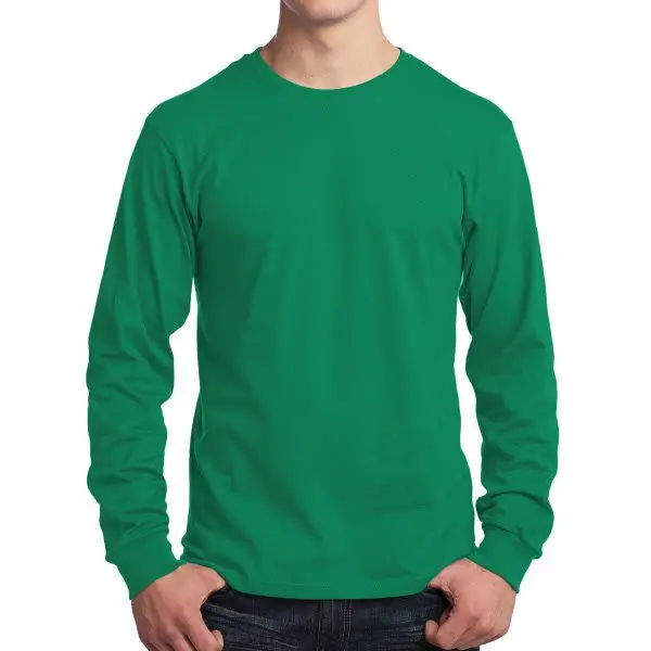Зеленый цвет высокое качество ориентированная на экспорт футболка с круглым вырезом и длинным рукавом оптовая цена Мужская из