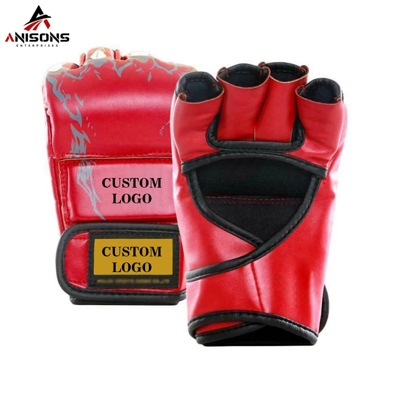 OEM Service Men Punching MMA PU Boxing Gloves Pakistan Made Best Price Men Half Finger MMA Gloves For Sale