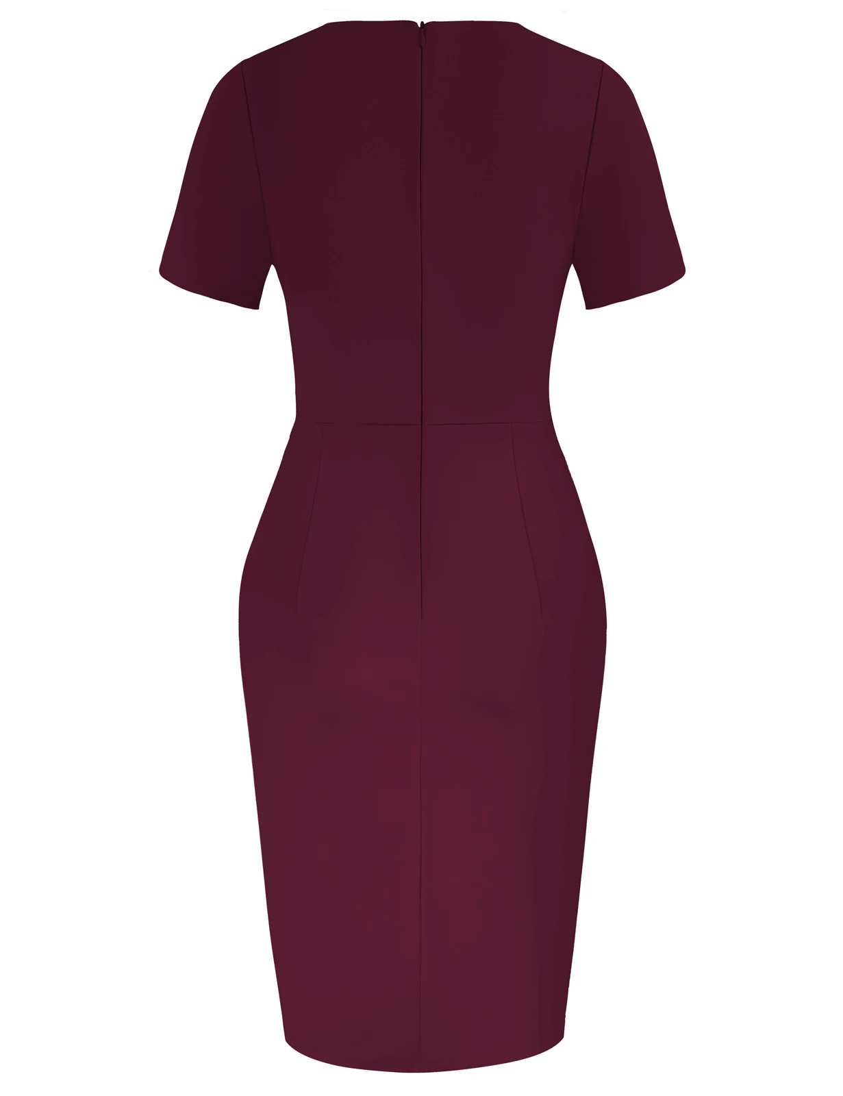 Saias Femininas OEM Ruched Front Dress Short Sleeve V-Neck Wrap Hem Bodycon Office Pleated Casual Dress