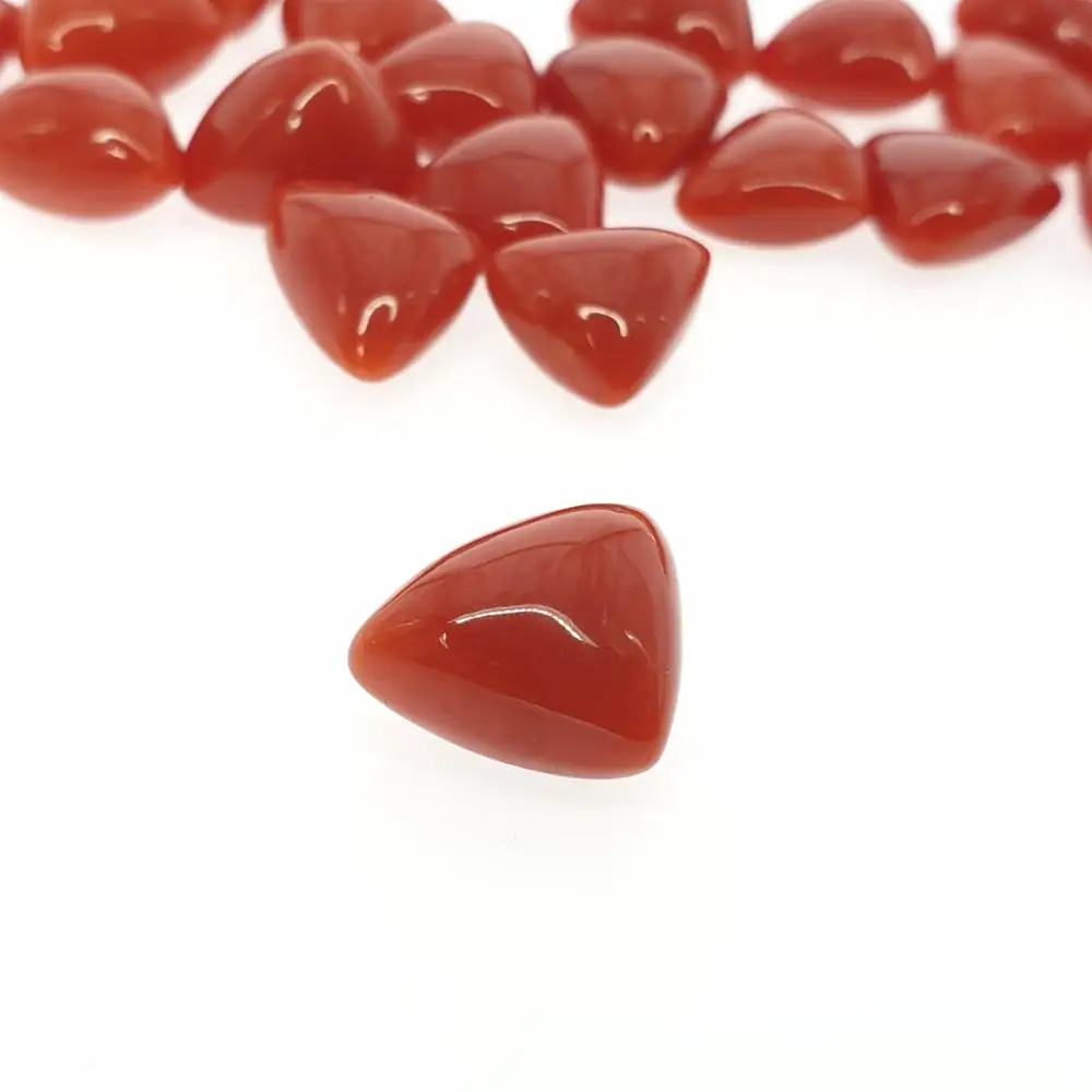 IGI Certified High Quality Natural Crystal Red Coral Trillion Cut Cabs Loose Orange Gemstone Oval Shape 8mm Jewelry Making