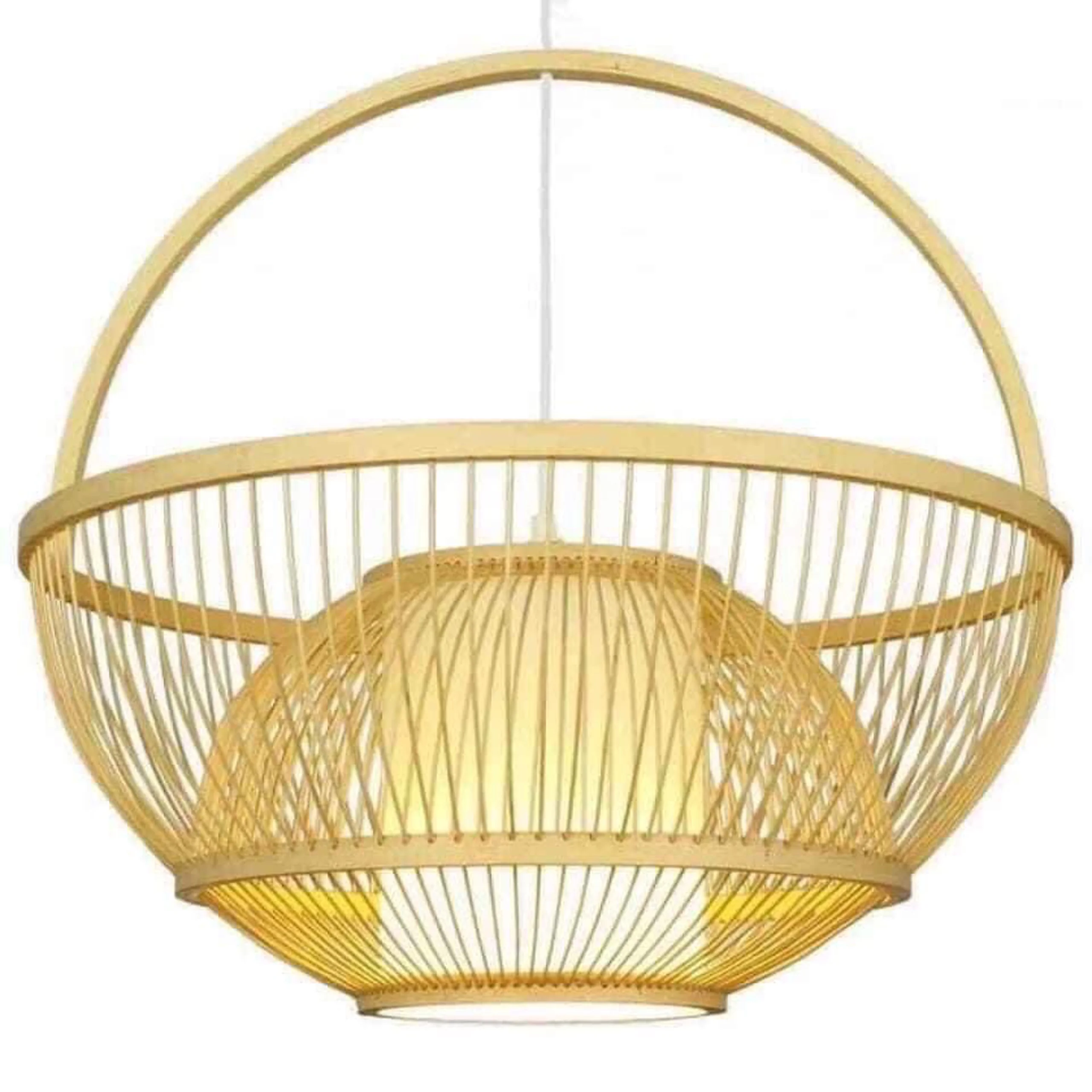 Retro Handmade Bamboo Chandelier Bamboo Hanging Light Handmade Lampshade Living Room Kitchen Bedroom Restaurant