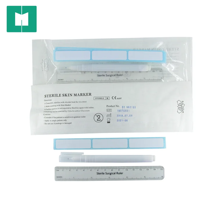 Hot Sale Surgical Skin Marker Surgical Marker Pen With Ruler and 6 labels 0.5Mm Tip