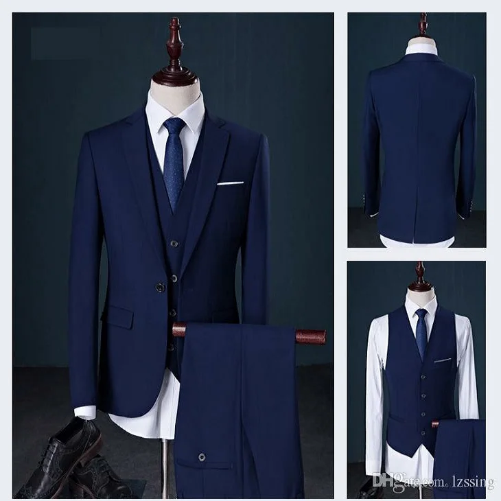New Arrival Mens Suits Slim Fit 3pcs British Style Wedding Suits Pant Coat