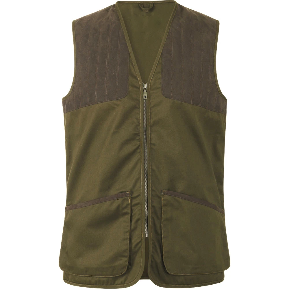 
Classic Waistcoat Shooting Skeet Vest In Green With Both Side Micro Suede Shoulder 
