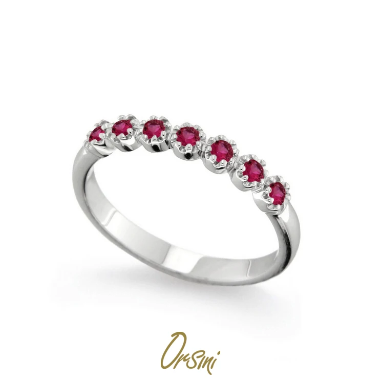 High Quality Italian in 18k gold jewelry ruby band ring